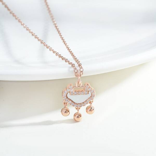 

18K Gold Plated Lock Charm Necklace, Rose gold