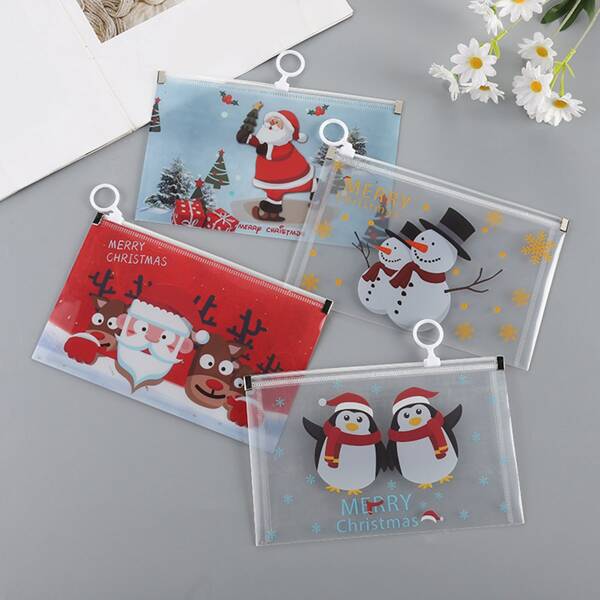 

1pc Christmas Cartoon Graphic Random Face Cover Storage Bag, Multicolor