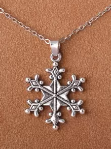 EMERY ROSE Christmas Snowflake Charm Necklace - Antique Silver - View 1