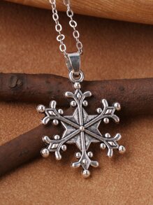 EMERY ROSE Christmas Snowflake Charm Necklace - Antique Silver - View 4