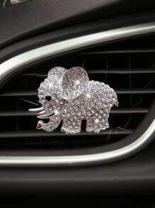 水鑽裝飾大象設計汽車出風口夾 - 銀色 - 查看 2