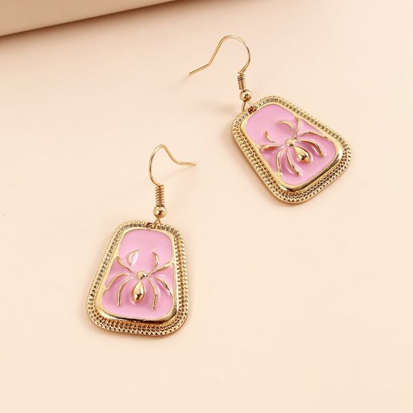 

Geometric Design Drop Earrings, Pink