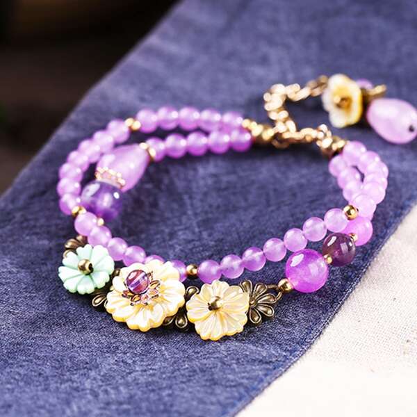 

Flower Decor Beaded Bracelet, Multicolor