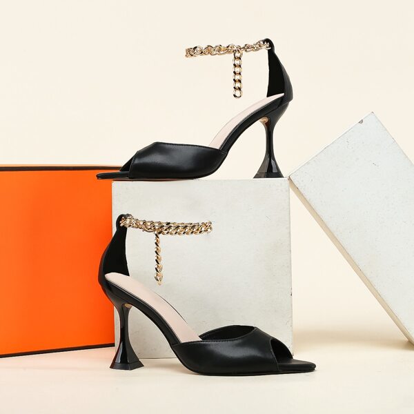 

Minimalist Ankle Strap Heeled Sandals, Black