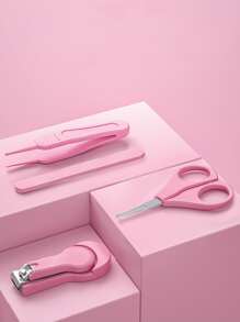 Set de cortaúñas para bebé, juego de cuidado de uñas de 4 piezas en color rosa (un set, un disparo) - Rosa - Ver 2