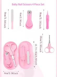 Set de cortaúñas para bebé, juego de cuidado de uñas de 4 piezas en color rosa (un set, un disparo) - Rosa - Ver 4