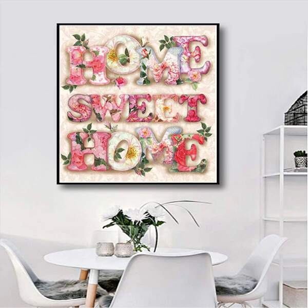 

Slogan Graphic DIY Diamond Unframed Painting, Multicolor