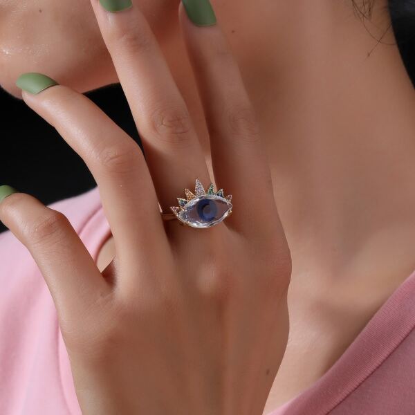 

Zircon Eye Decor Ring, Multicolor