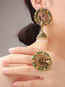 EMERY ROSE 孔雀装饰耳环和戒指 - 彩色 - 查看 4