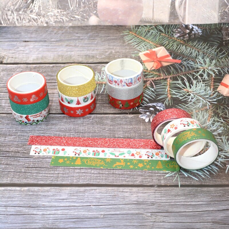

3rolls Random Christmas Cartoon Graphic Decoration Tape, Multicolor