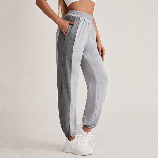

Contrast Side Seam Elastic Waist Sports Pants, Grey