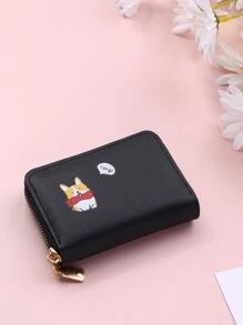 Cartoon Dog Graphic Card Holder - Black - View 1