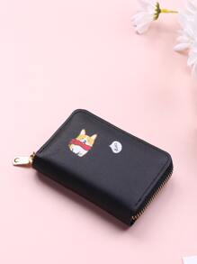 Cartoon Dog Graphic Card Holder - Black - View 3