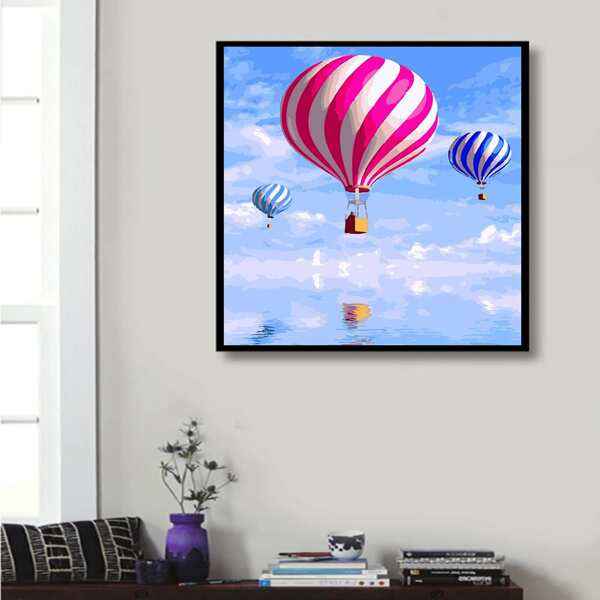 

Hot Air Balloon Print DIY Diamond Unframed Painting, Multicolor