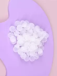 100入組睫毛扇膠杯，用於削尖或閉合捲髮扇快速睫毛延長膠杯，膠水架和睫毛收納工具白色 - 白色 - 查看 1