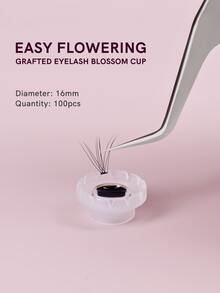 100入組睫毛扇膠杯，用於削尖或閉合捲髮扇快速睫毛延長膠杯，膠水架和睫毛收納工具白色 - 白色 - 查看 3
