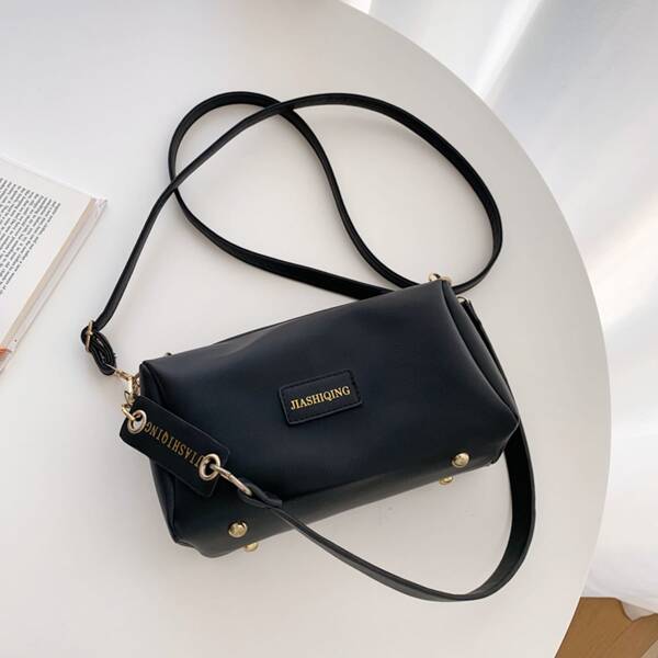 

Letter Graphic Shoulder Bag, Black