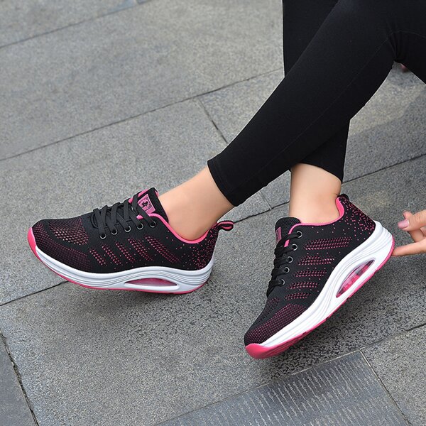 

Air Cushion Design Lace-up Front Rocking Shoes, Multicolor
