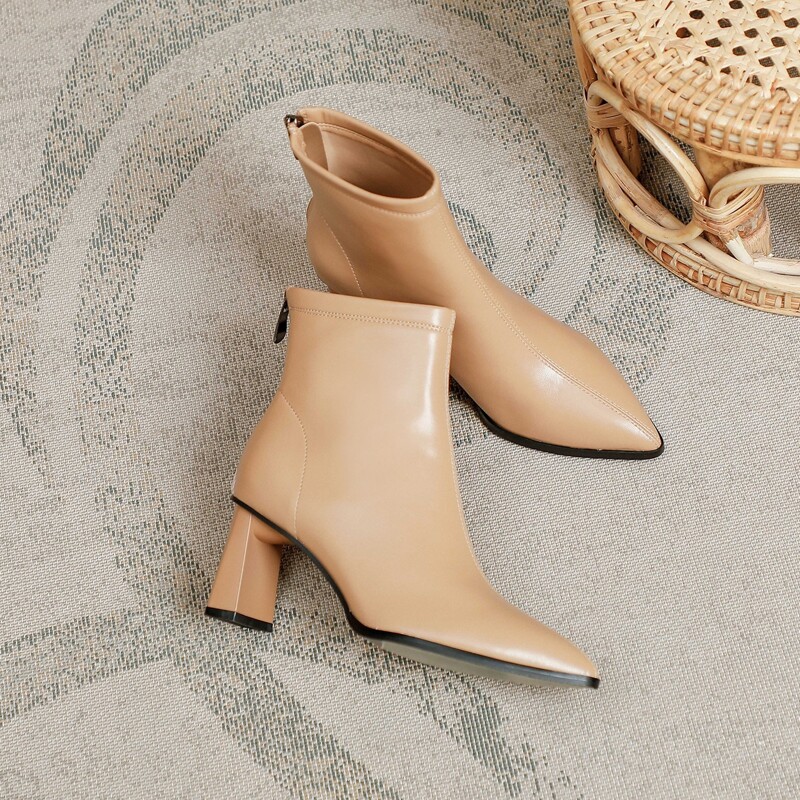 

Minimalist Back Zipper Chunky Classic Boots, Khaki