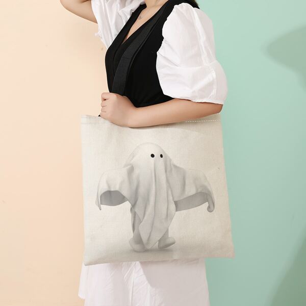

Halloween Ghost Graphic Shopper Bag, White