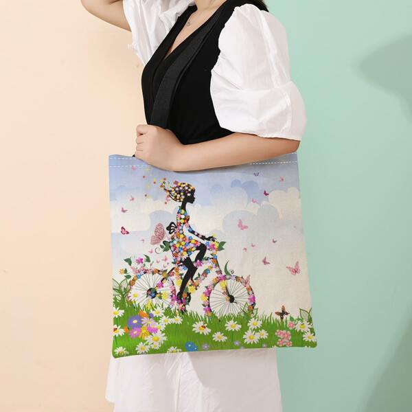 

Figure Graphic Shoulder Tote Bag, Multicolor