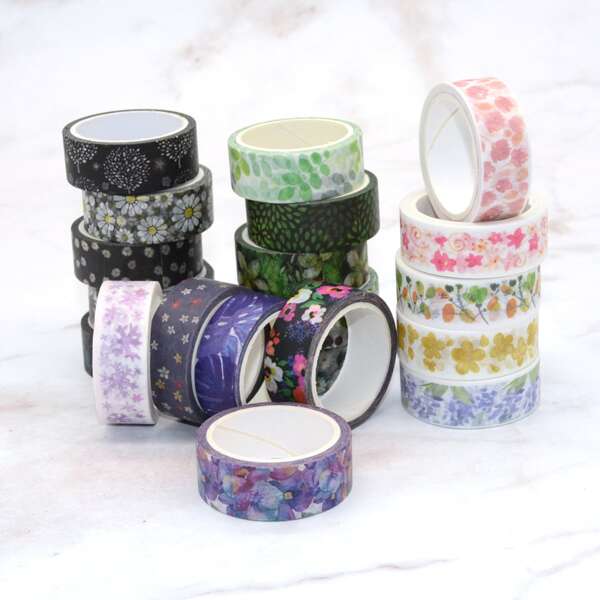 

5rolls Floral Pattern Random Decoration Tape, Multicolor