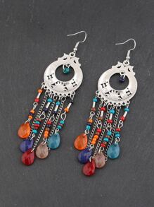 1 par de aretes de joyería con borla estilo clásico vintage - Multicolor - Ver 2