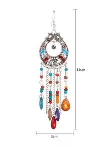 1 par de aretes de joyería con borla estilo clásico vintage - Multicolor - Ver 3