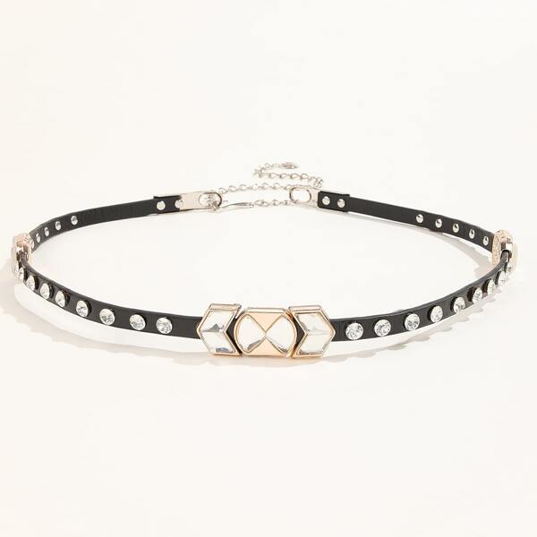 

Rhinestone Decor Belt, Black