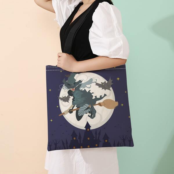 

Halloween Cartoon Painting Graphic Shopper Bag, Multicolor