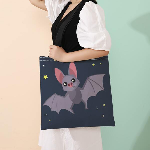

Halloween Cartoon Bat Graphic Shopper Bag, Multicolor