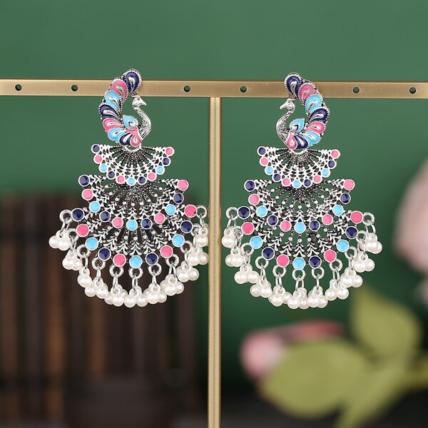 

Faux Pearl & Peacock Decor Drop Earrings, Multicolor
