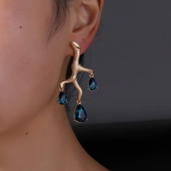 

Zircon Decor Earrings, Gold