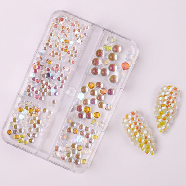 

1box Rhinestone Decor Nail Art Decoration, Mustard yellow