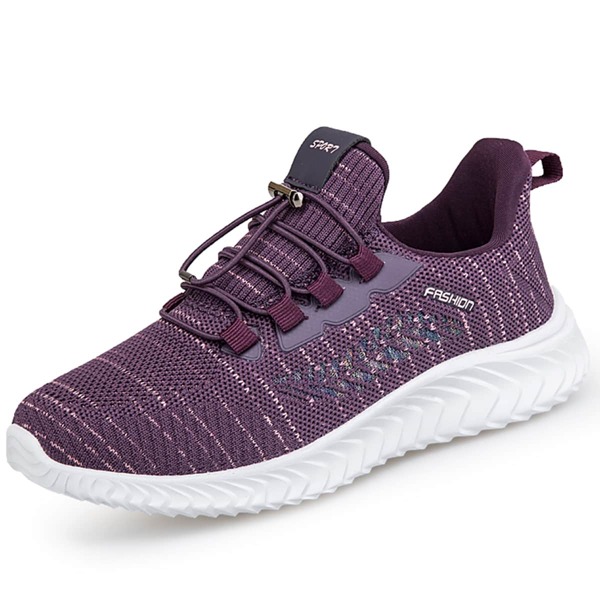

Knit Detail Lace Up Design Sneakers, Purple
