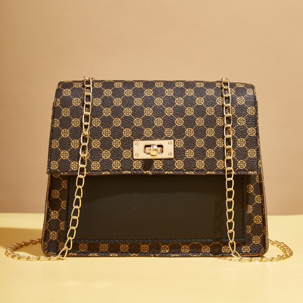 

All Over Print Flap Square Bag, Brown