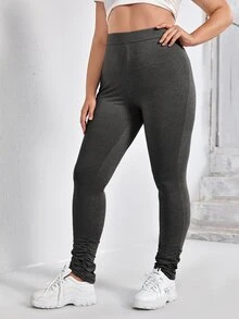 SHEIN EZwear Plus High Waist Stacked Leggings - Dark Grey - View 5