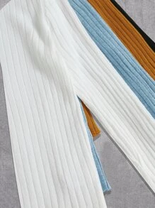 4pcs Ribbed Knit Stand Neck Sweater - Multicolor - View 4