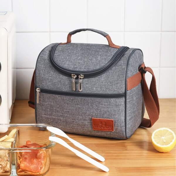 

1pc Portable Lunch Bag, Grey