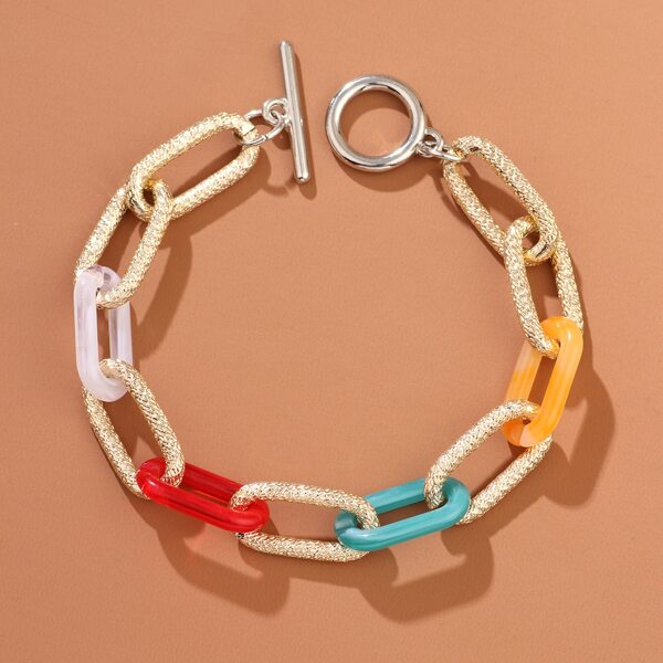 

Color Block Geo Decor Bracelet, Multicolor