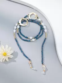 Dây chuyền che mặt Đồ trang trí Ngọc Trai giả - Màu xanh hải quân - Xem 1