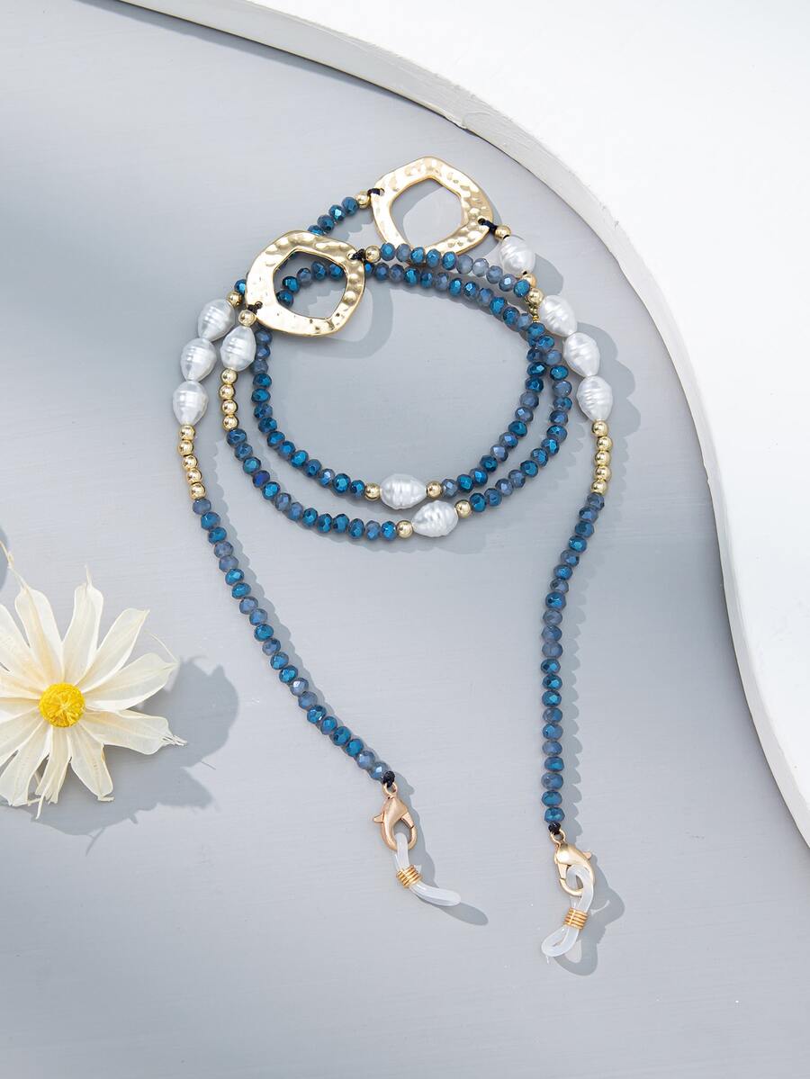 Dây chuyền che mặt Đồ trang trí Ngọc Trai giả - Màu xanh hải quân - Xem 1