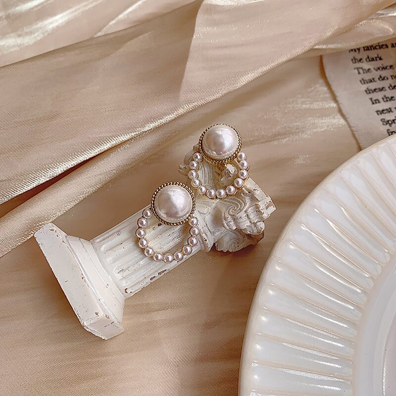 

Faux Pearl Stud Earrings, White