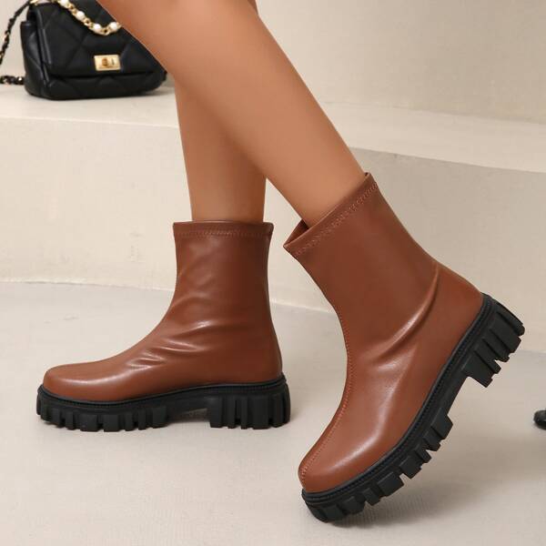 

Minimalist Slip On Ankle Boots, Brown