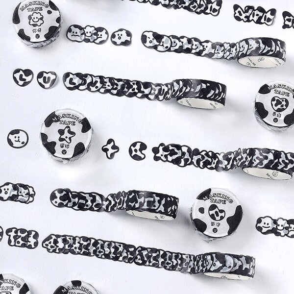 

100sheets Cow Pattern Sticker, Black and white