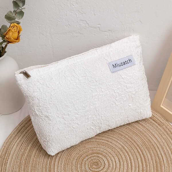

Letter Patch Clutch Bag, White