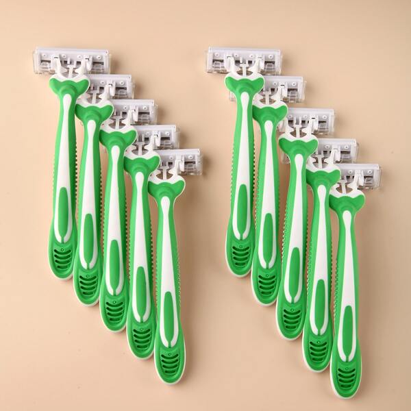 

10pcs Hair Removal Shaving Knife, Green