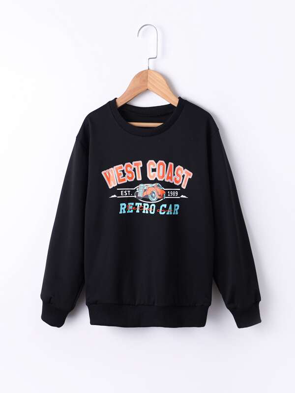 Girls Letter Graphic Drop Shoulder Sweatshirt