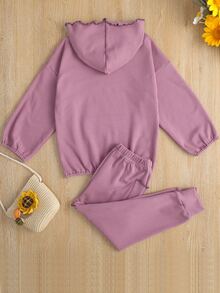 Bộ thời trang bé gái Xù nhỏ Túi Slogan Giải trí - Màu tím - Xem 2