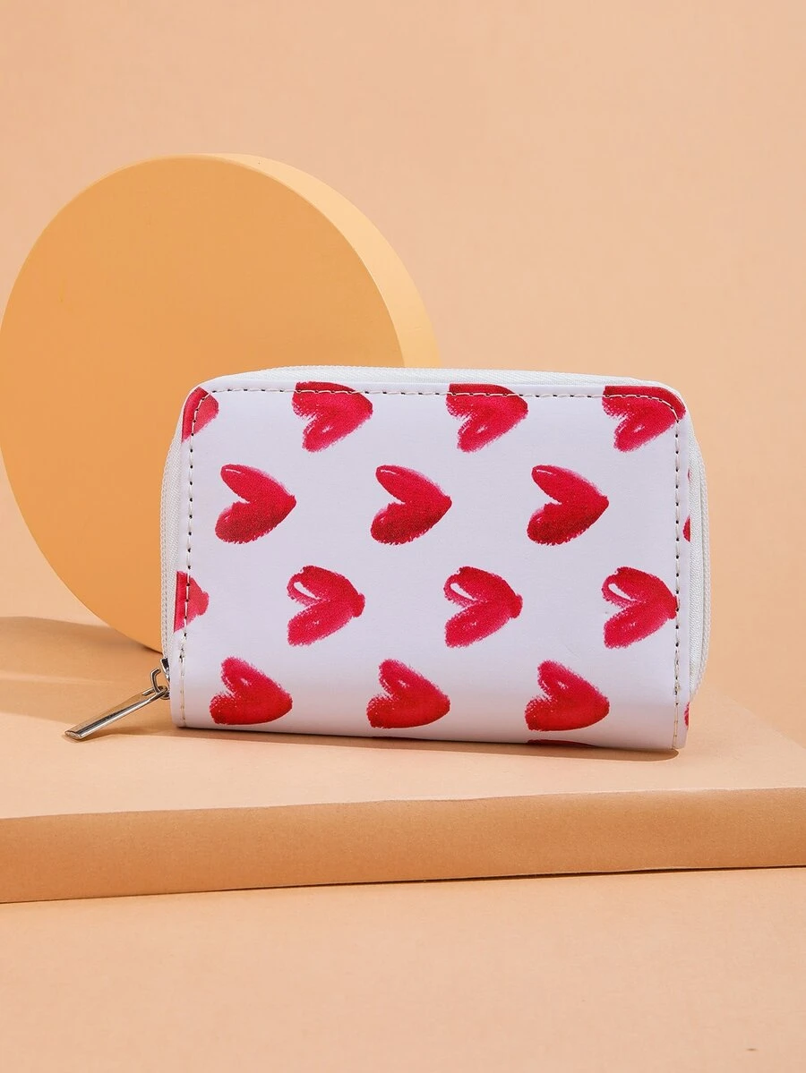 Monedero pequeño con estampado de corazón